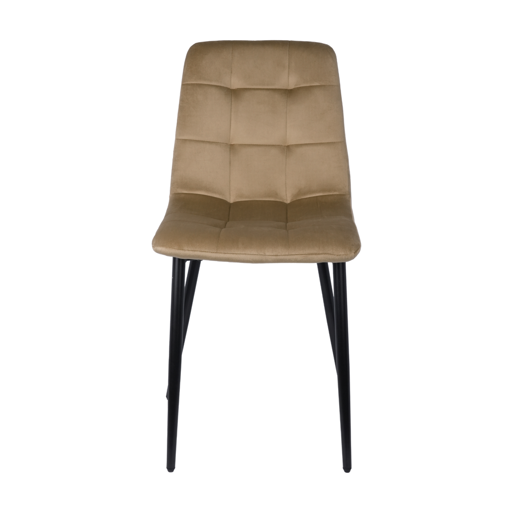 Velvet Dining Chair with Metal Legs Beige