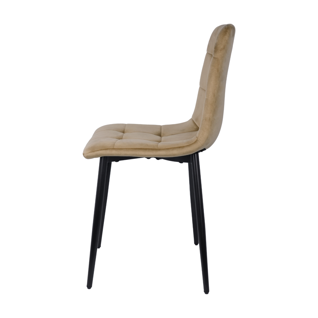 Velvet Dining Chair with Metal Legs Beige