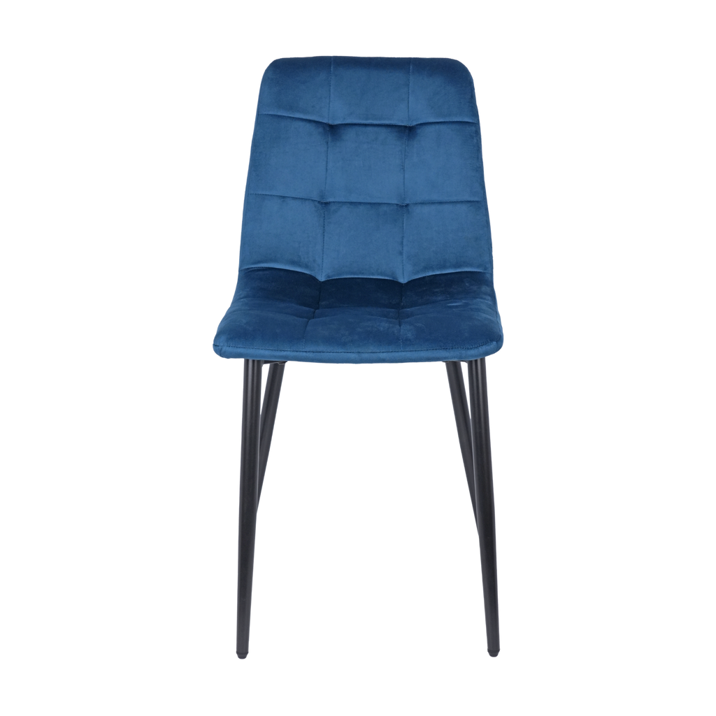 Velvet Dining Chair with Metal Legs Navy Blue