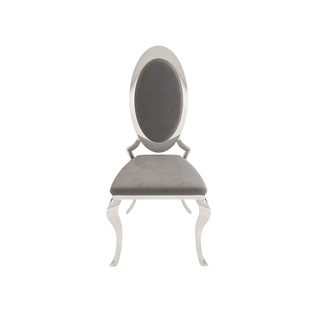 Opal Oval Nova Back Velvet Chair Silver