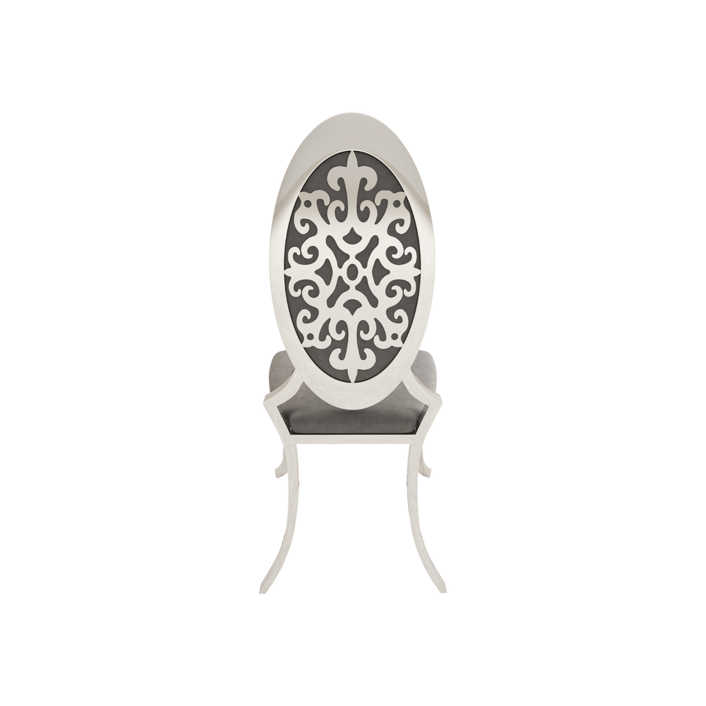 Opal Oval Nova Back Velvet Chair Silver