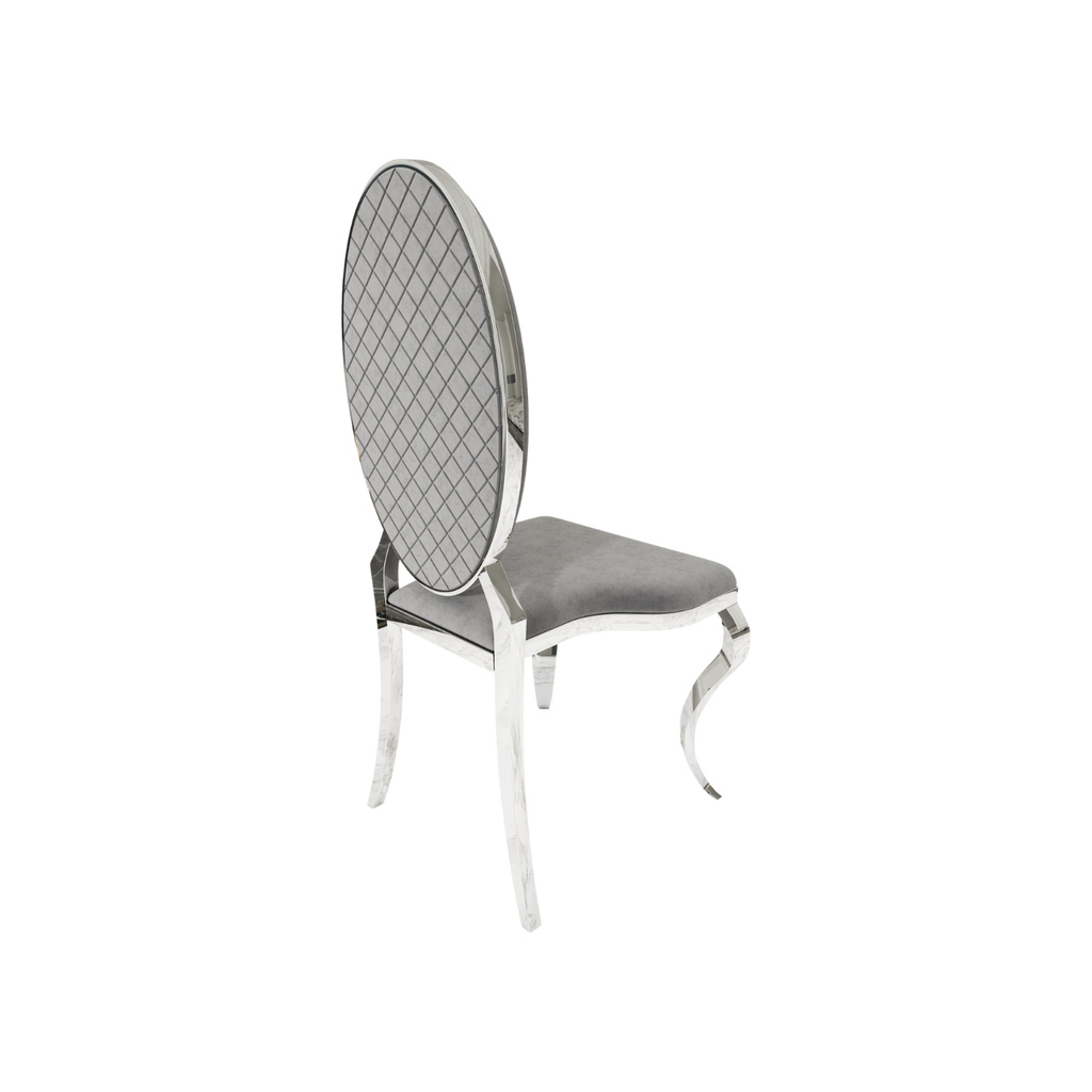 Opal Oval Back Velvet Chair Grey