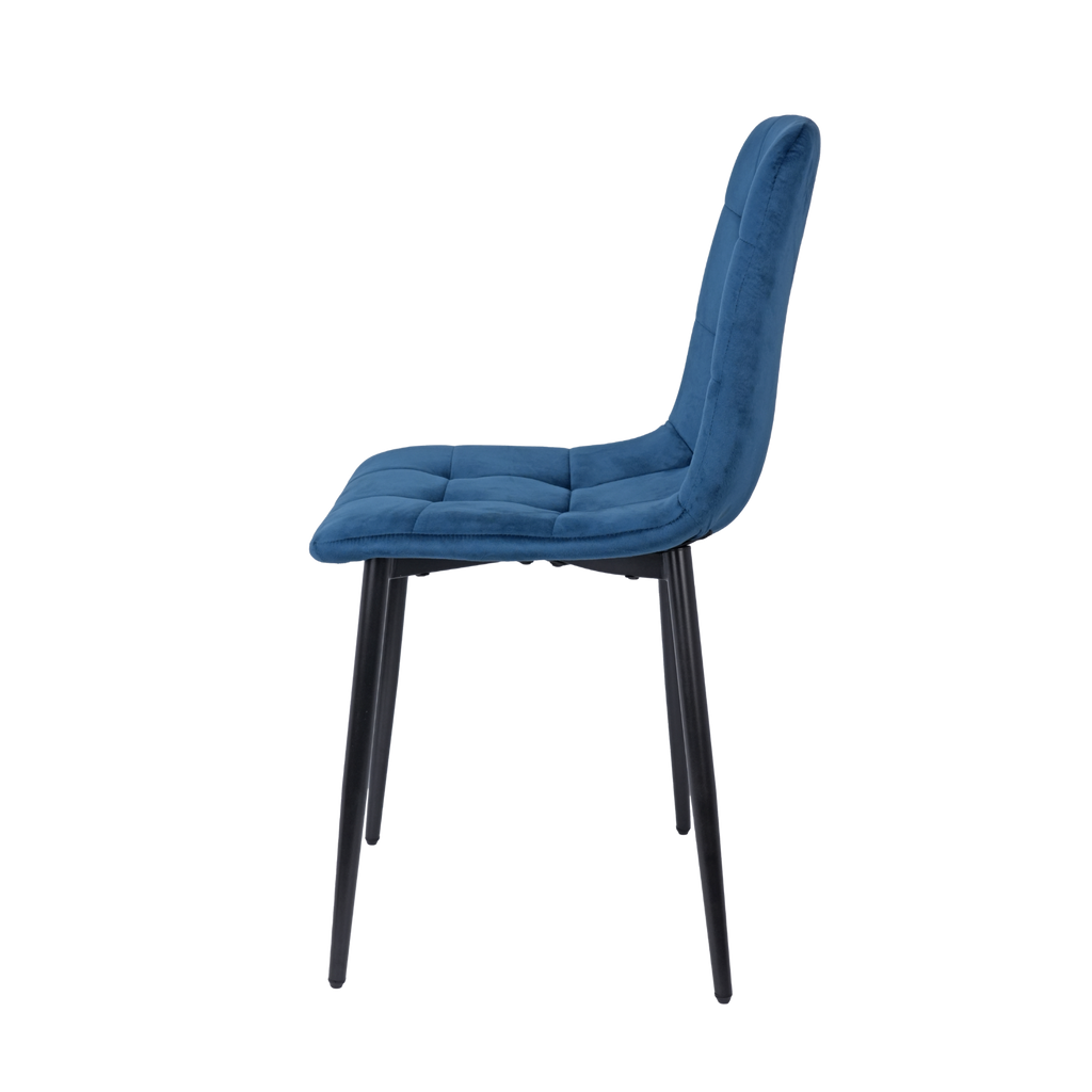 Velvet Dining Chair with Metal Legs Navy Blue