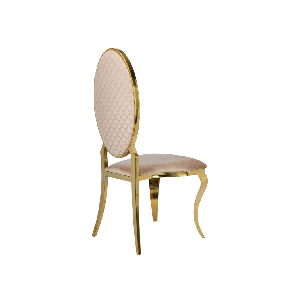Opal Oval Back Velvet Chair Ivory