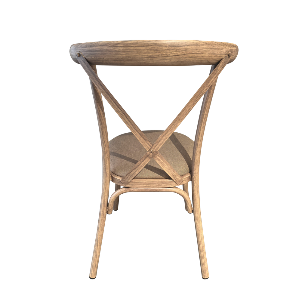 Metal Crossback Stacking Event Chair with Attached Cushion – Elegant & Durable Design