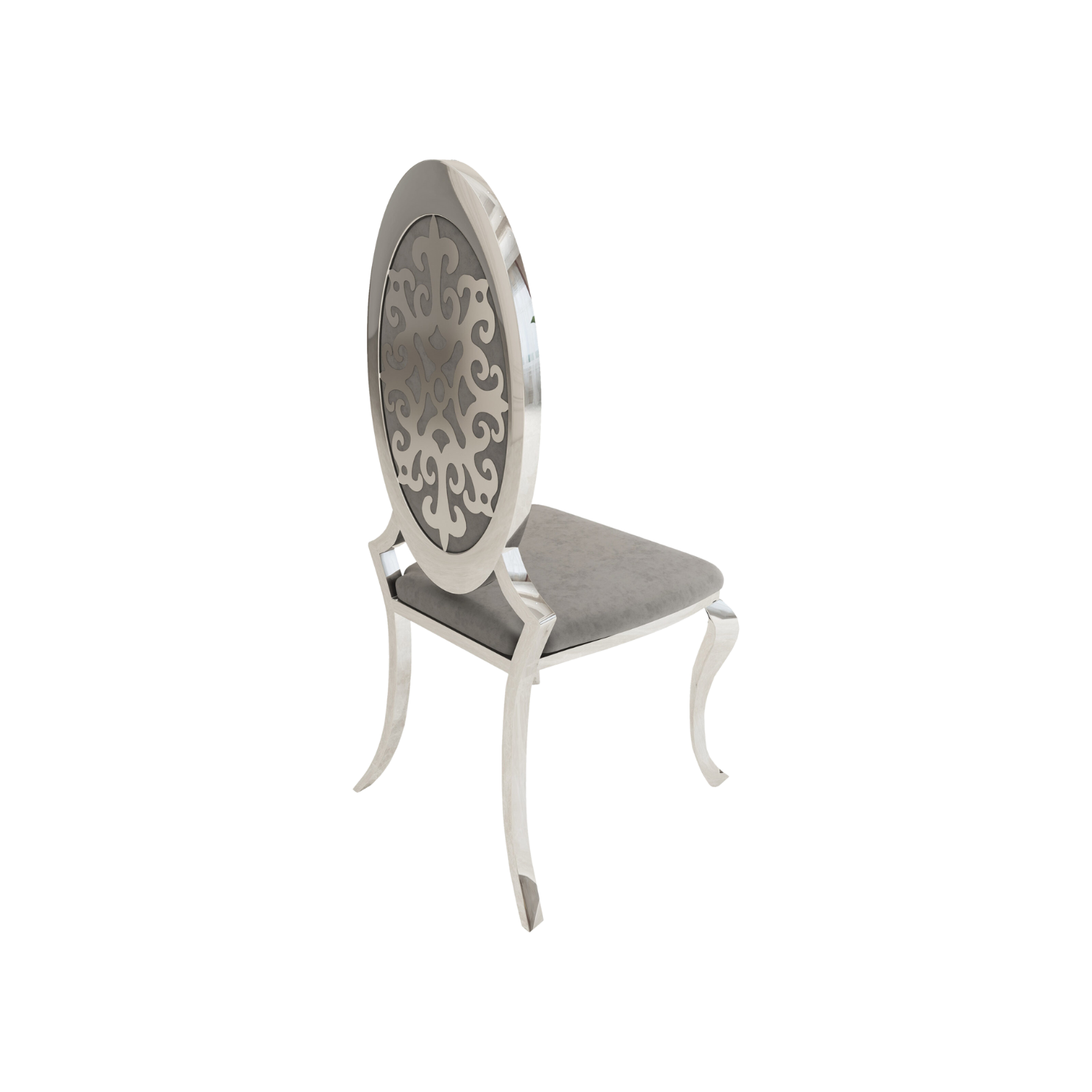 Opal Oval Nova Back Velvet Chair Silver