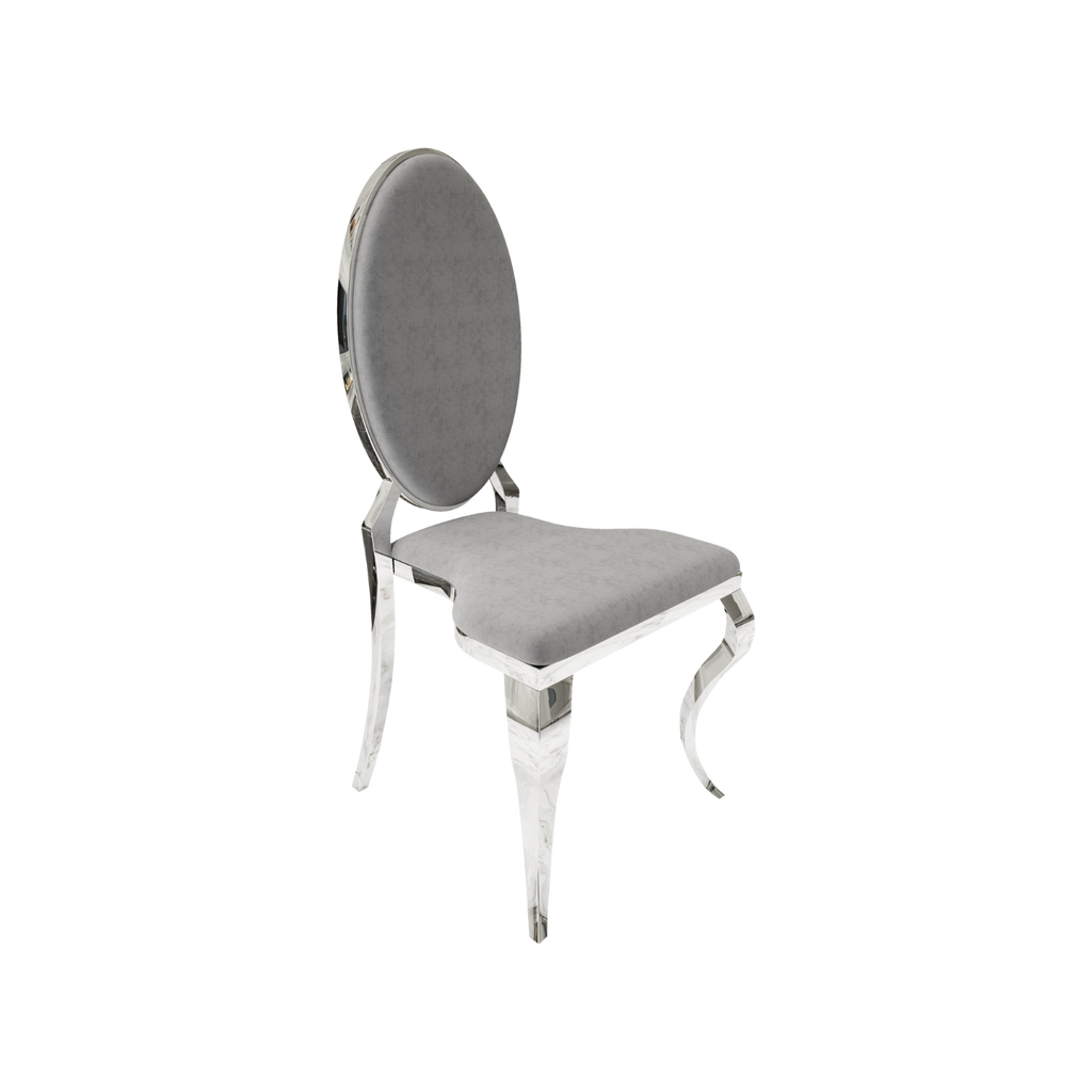 Opal Oval Back Velvet Chair Grey