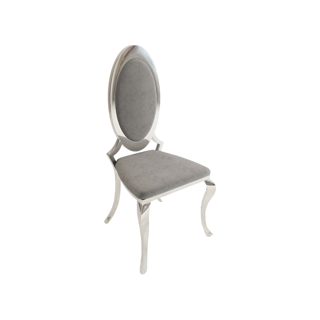 Opal Oval Nova Back Velvet Chair Silver