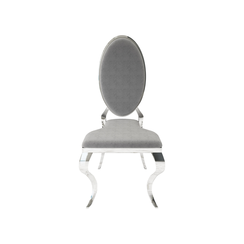 Opal Oval Back Velvet Chair Grey