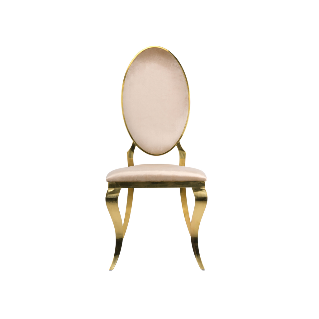 Opal Oval Back Velvet Chair Ivory