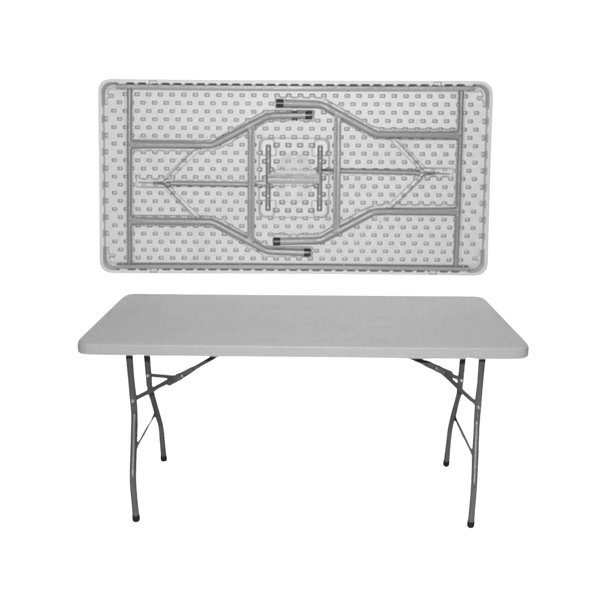 6ft Folding-Leg Banquet Table – Fixed Plastic Top, Folding Legs, Steel Frame (180×75 cm)